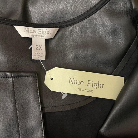Nine. Eight New York Plus Size Short Sleeve Black Faux Leather Dress NWT Size 2X - Picture 5 of 7